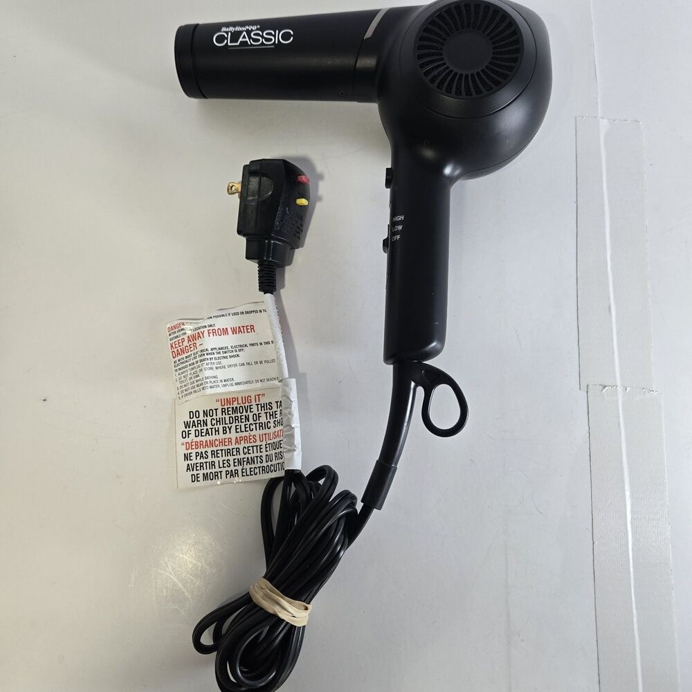 BaBylissPRO Classic Hair Dryer BBS175UC 1875W Black High Low Professional